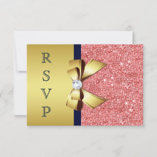 Or Navy Corail Sequins Diamants Nœud Réponse SVP