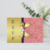Or Navy Corail Sequins Diamants Nœud RSVP (Debout devant)