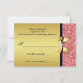 Or Navy Corail Sequins Diamants Nœud RSVP (Dos)