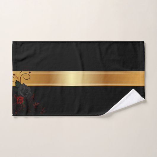 Or noir avec roses (Serviette à main)