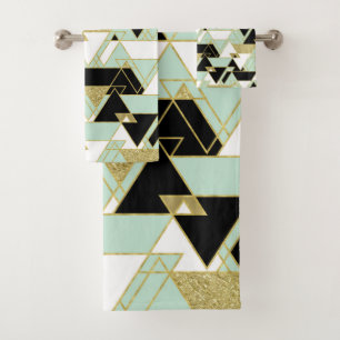 Or Noir Blanc Boho Glam Motif Triangles Doré à l'E