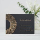 OR NOIR CLASSIQUE ORNATE MANDALA MARIAGE RSVP (Debout devant)