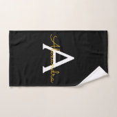 Or noir écriture moderne monogramme nom (Serviette à main)