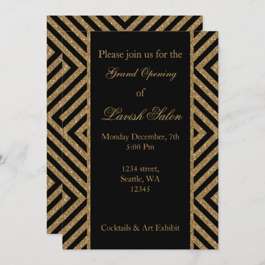 or noir Elegant Corporate party Invitation (Devant / Derrière)