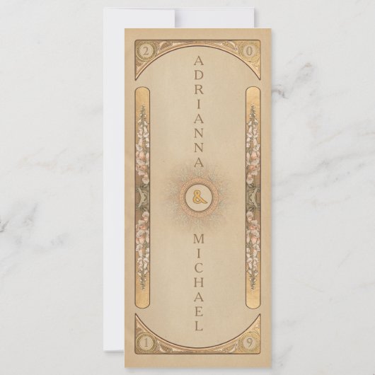 Or Nouveau Deco des invitations | de mariage (Dos)