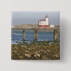 OR, Oregon Coast, Bandon, Coquille River 2 Vierkante Button 5,1 Cm