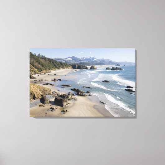 OR, Oregon Coast, Ecola State Park, Crescent 2 Canvas Afdruk (Voorkant)