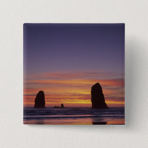 OR, Oregon-kust, Cannon Beach, zeestacks bij Vierkante Button 5,1 Cm