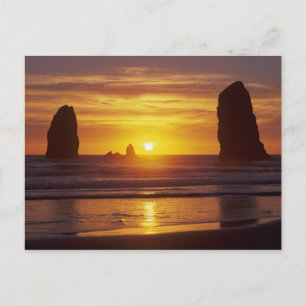 OR, Oregon-kust, Cannon Beach, zeestapels om 2 uur Briefkaart