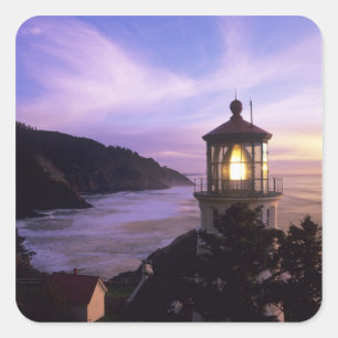 OR, Oregon-kust, Heceta Head-vuurtoren, op Vierkante Sticker