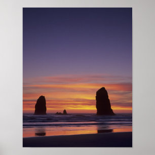 OR, oregonkusten, kanonstrand, zeebergen op Poster