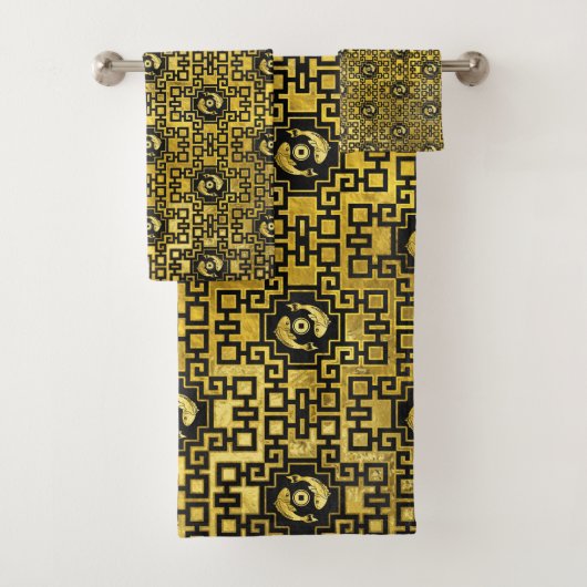 Or oriental de luxe sur le motif noir de poissons (En situation)