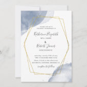 or poussiéreux élégant bleu Faire-part de mariage (Devant)