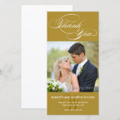 OR PREMIER SCRIPT MARIAGE MERCI CARTE PHOTO (Devant / Derrière)