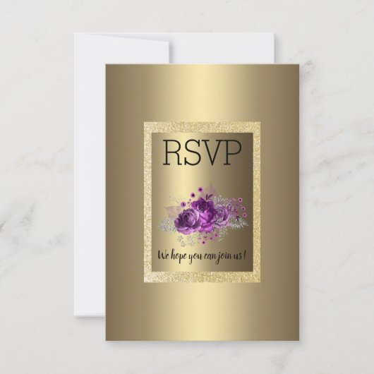 Or Purple Simple Elegant Floral RSVP (Devant)
