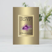 Or Purple Simple Elegant Floral RSVP (Debout devant)
