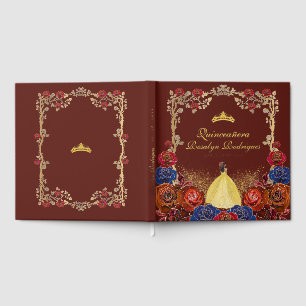 Or Quinceanera Luxe en feuille d'or et rouge