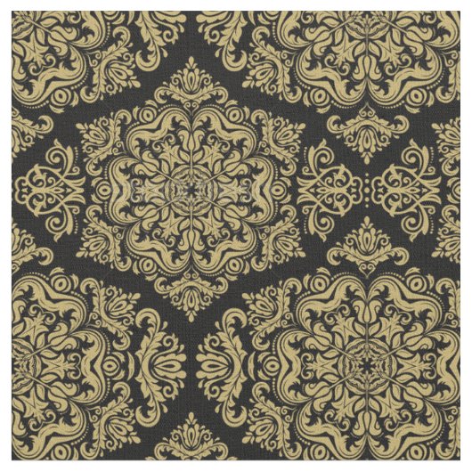 Or riche sur tissu Damas noir (Fermer)