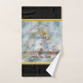 Or romantique avec vieux phare côtier nautique (Serviette à main)