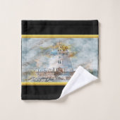 Or romantique avec vieux phare côtier nautique (Gant de toilette)