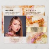 or rose aquarelle fausse feuille bifold brochure (Devant / Derrière)