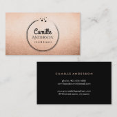 Or rose chic et carte de visite noir de fabricant (Devant / Derrière)