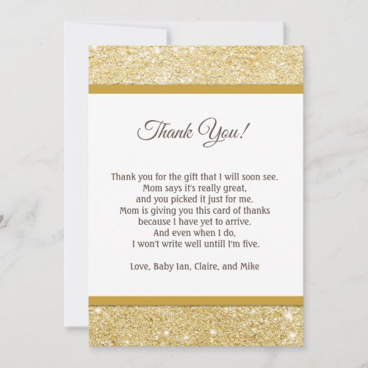 Or rose de note de carte de remerciements de baby (Devant)