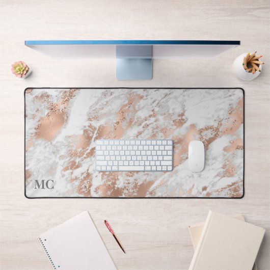 Or rose et marbre blanc avec monogramme, Vs 2 (Bureau 1)