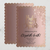 or rose, étoiles Baby shower Invitation (Devant / Derrière)