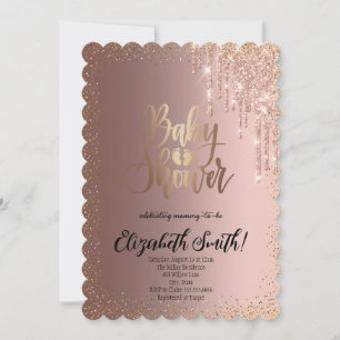 or rose, étoiles Baby shower Invitation