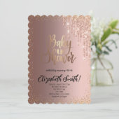 or rose, étoiles Baby shower Invitation (Debout devant)