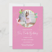 Or rose Fille moderne. Invitation de fête d'annive (Devant)