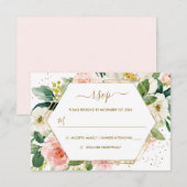 Or rose floral or mariage RSVP (Devant / Derrière)