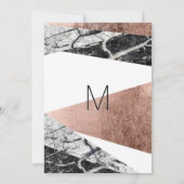 Or Rose moderne et marbre doux 16 Invitations (Dos)