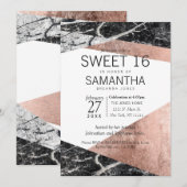 Or Rose moderne et marbre doux 16 Invitations (Devant / Derrière)