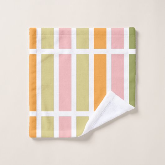 Or rose orange et rayures vertes (Gant de toilette)