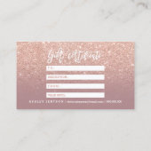 Or rose poussiéreux de typographie de certificat (Dos)