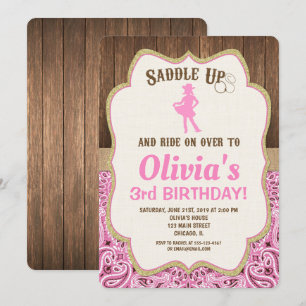 or rose rustique cowgirl invitations d'anniversair