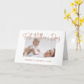 Or Rose | Script First Mother's Day Carte photo (Fleur jaune)