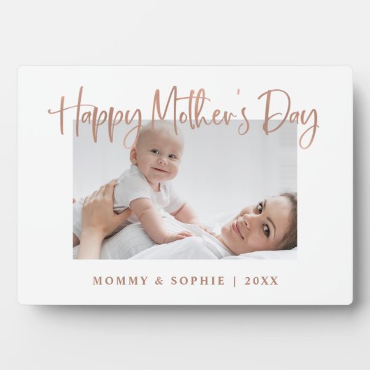 Or Rose | Script Happy Mother's Day Photo Plaque (Devant)