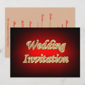 Or rouge couleurs asiatiques populaires Invitation (Devant / Derrière)