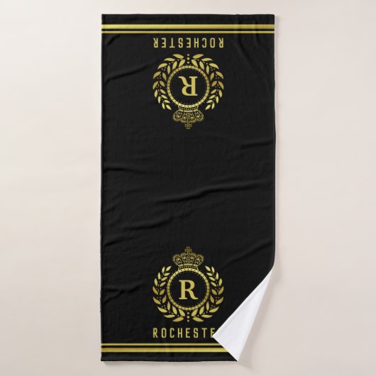 Or royal de noir de guirlande de laurier de (Serviette de bain)