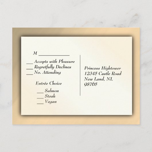 Or RSVP avec choix de menu  (Dos)