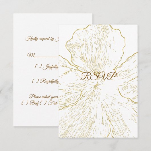 Or RSVP floral botanique doré (Devant / Derrière)