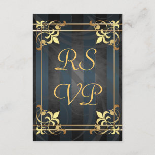 Or Rsvp noir en filigrane d'art déco