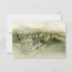 Or & Sage Aquarelle Vague Calligraphie Merci