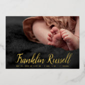 or SCRIPT Nom garçon Baby Faire-part de naissance (Recto)