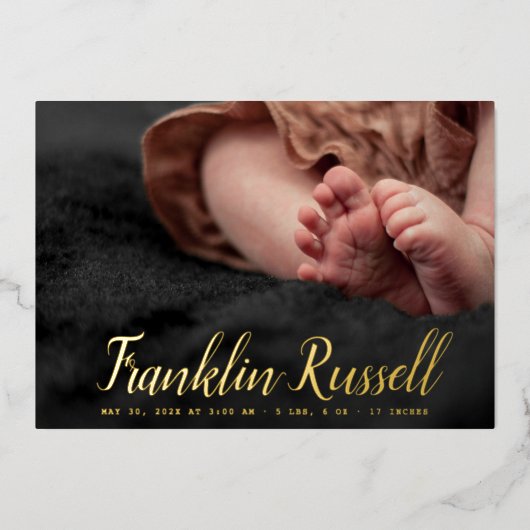 or SCRIPT Nom garçon Baby Faire-part de naissance (Recto)