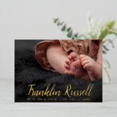 or SCRIPT Nom garçon Baby Faire-part de naissance (Debout devant)