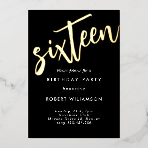 Or seize anniversaire invitation